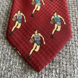Basketball Fan Handmade Textured Red Tie 57”